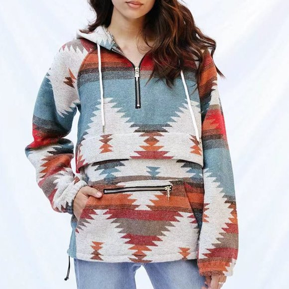 THE CHUMANI LADIES AZTEC PRINT HOODIE - Picture 1 of 4